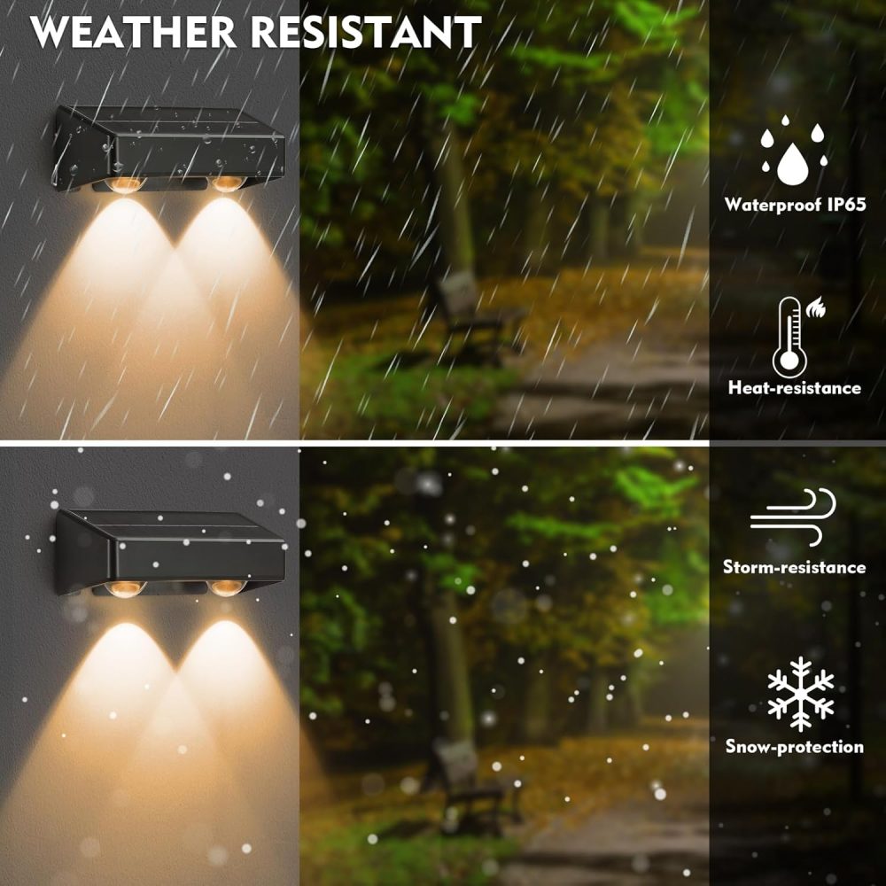 sununiny Solar Fence Lights Outdoor Garden,4 Pack Wall Lights Outdoor IP65 Waterproof,9 Colors 11 Modes RGB Garden Fence Lights Solar Powered for Outside Backyard,Pathway,Yard - Image 7