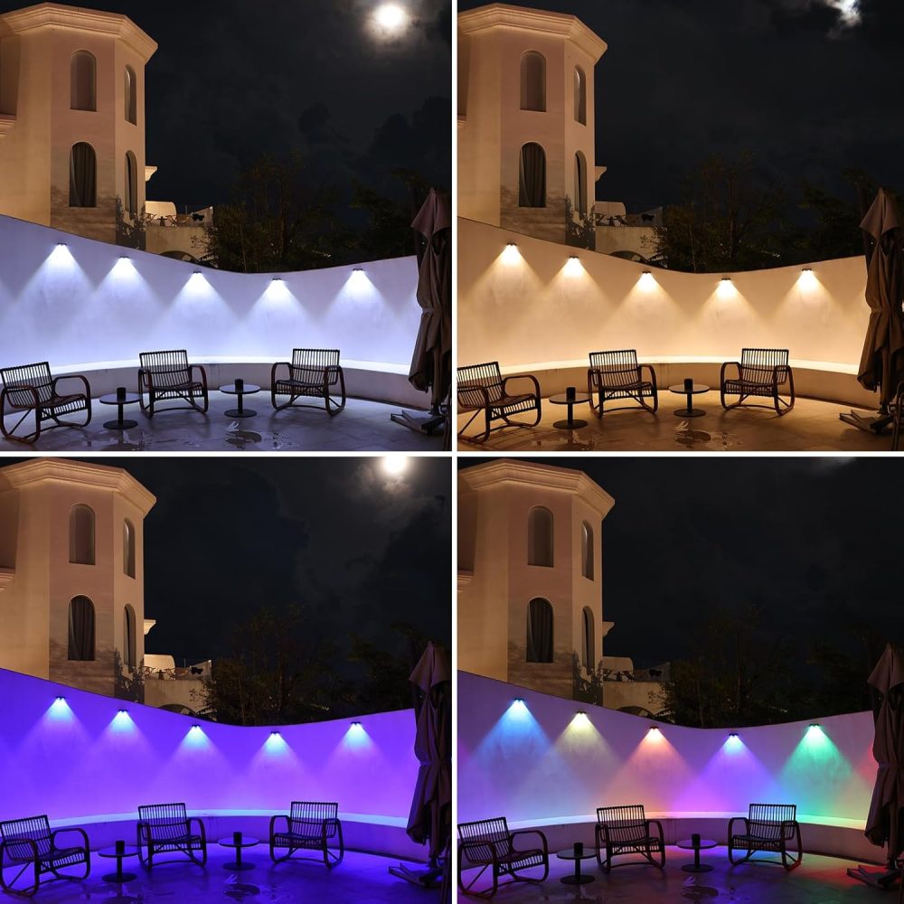 sununiny Solar Fence Lights Outdoor Garden,4 Pack Wall Lights Outdoor IP65 Waterproof,9 Colors 11 Modes RGB Garden Fence Lights Solar Powered for Outside Backyard,Pathway,Yard - Image 11