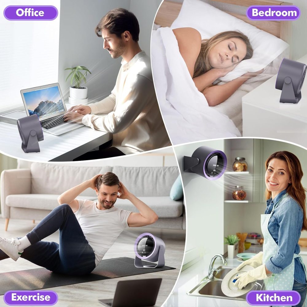 yokye Desk Fan, USB Desktop Fan with LED Display & Long Battery Life, 100 Speeds, 90° Adjustable Head Tilt, 3-in-1 Powerful Table Fan for Bedroom, Kitchen, Office, Home,Camping (Dark Gray) - Image 12