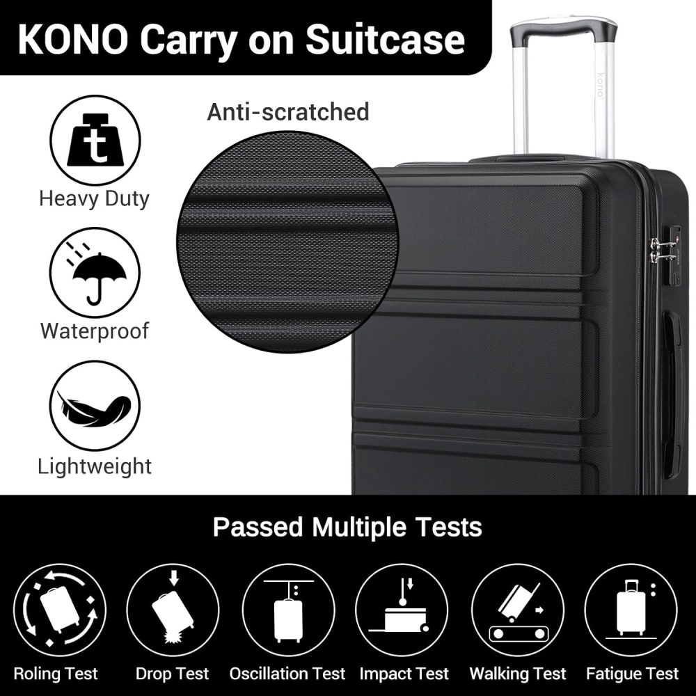 Kono Fashion Hand Luggage Lightweight ABS Hard Shell Trolley Travel Suitcase - Image 19