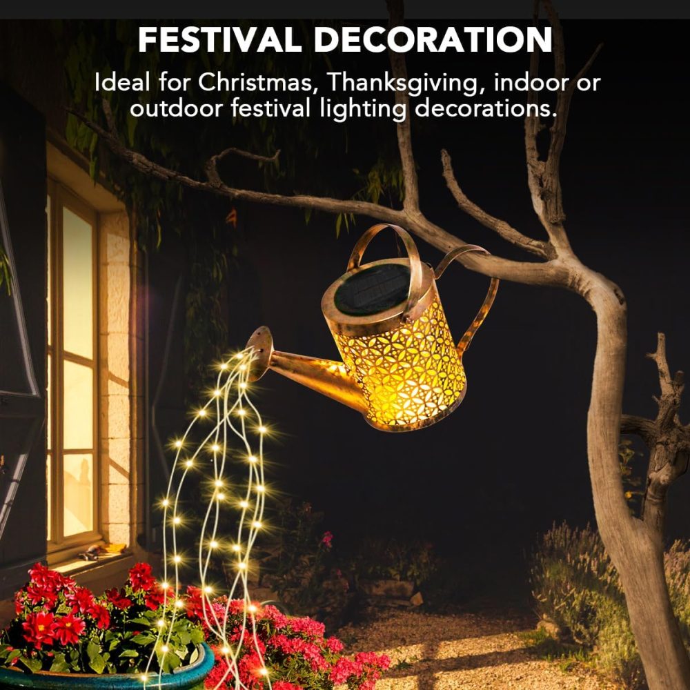GLOBAL GOLDEN Solar Watering Can Light, LED Solar String Lights Waterproof Dual Mode Water Can Lights for Garden Patio Yard Pathway Lantern Plant Decoration - Image 13