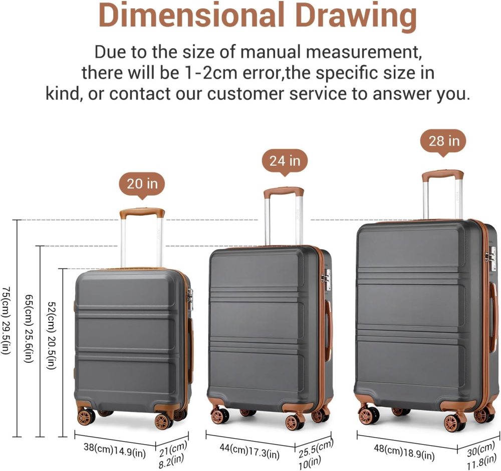 Kono Fashion Hand Luggage Lightweight ABS Hard Shell Trolley Travel Suitcase - Image 106