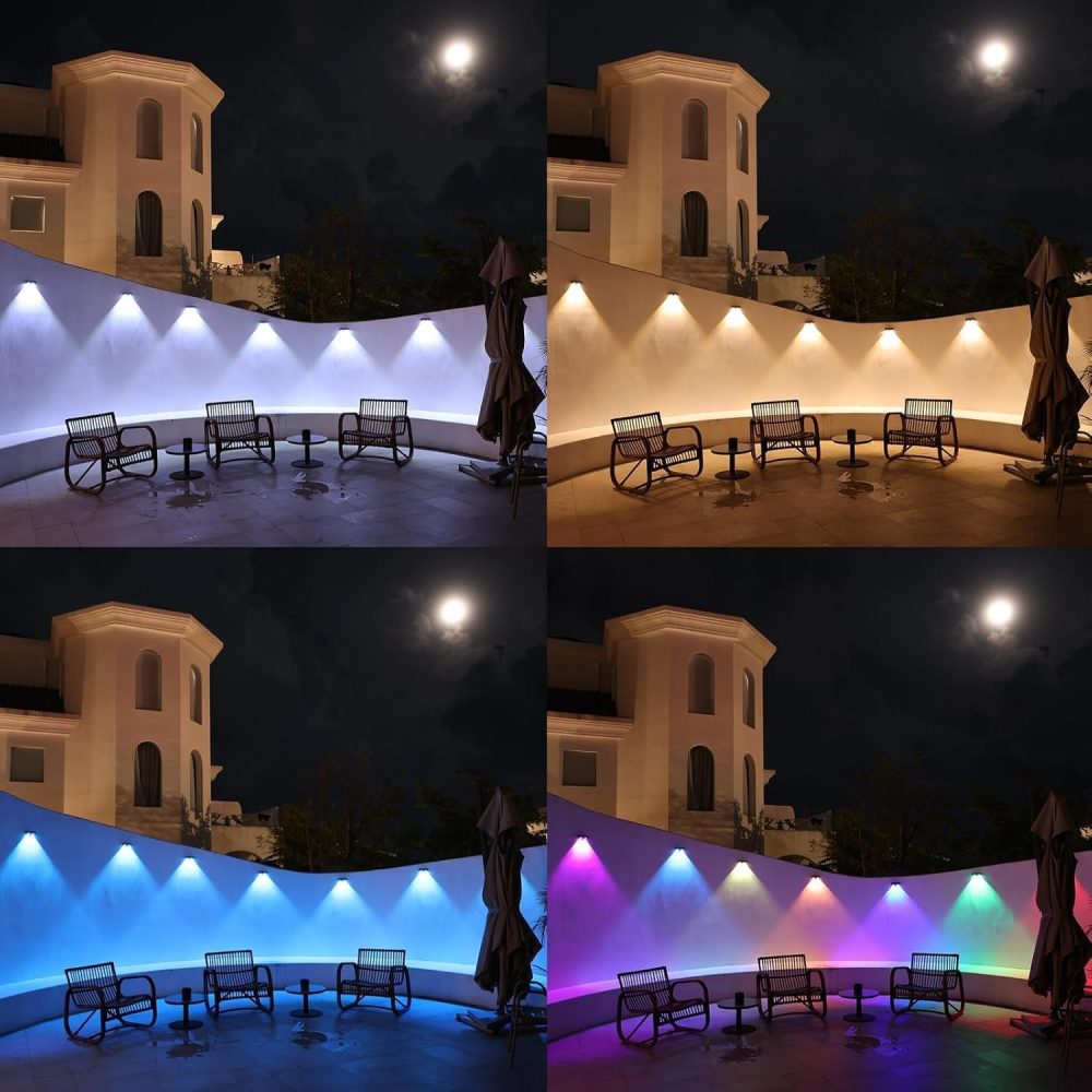 sununiny Solar Fence Lights Outdoor Garden,4 Pack Wall Lights Outdoor IP65 Waterproof,9 Colors 11 Modes RGB Garden Fence Lights Solar Powered for Outside Backyard,Pathway,Yard - Image 20