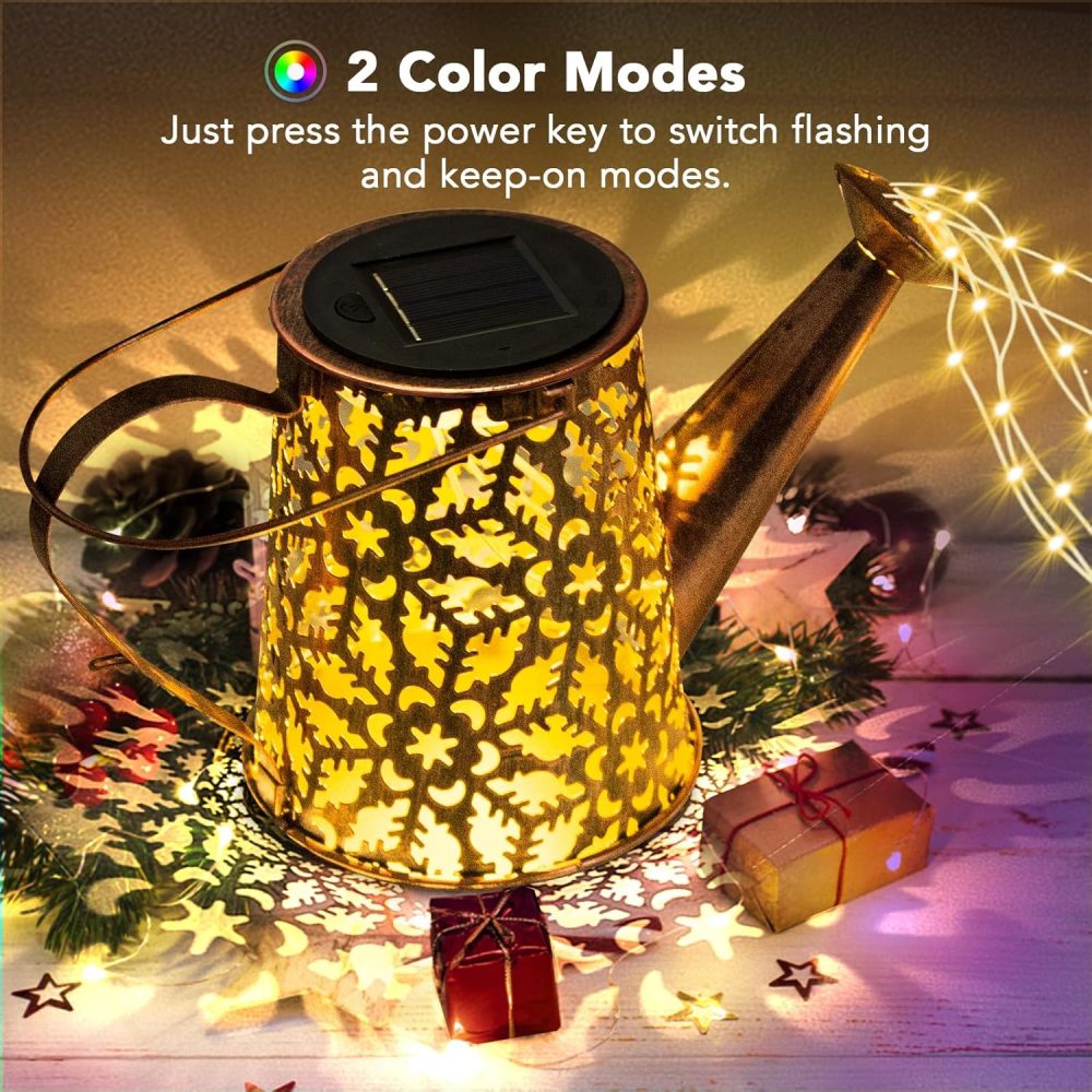 GLOBAL GOLDEN Solar Watering Can Light, LED Solar String Lights Waterproof Dual Mode Water Can Lights for Garden Patio Yard Pathway Lantern Plant Decoration - Image 21