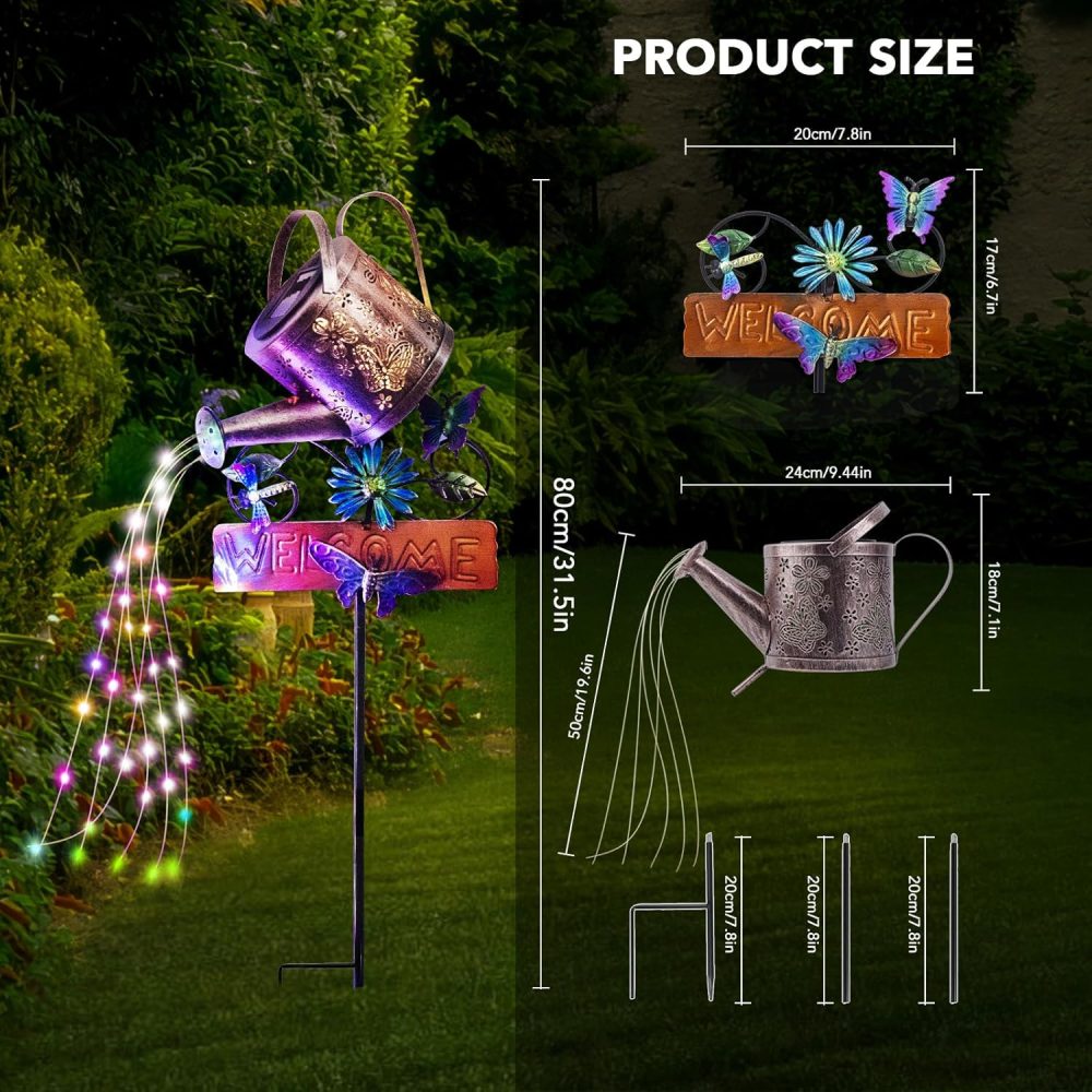 GLOBAL GOLDEN Solar Watering Can Light, LED Solar String Lights Waterproof Dual Mode Water Can Lights for Garden Patio Yard Pathway Lantern Plant Decoration - Image 7