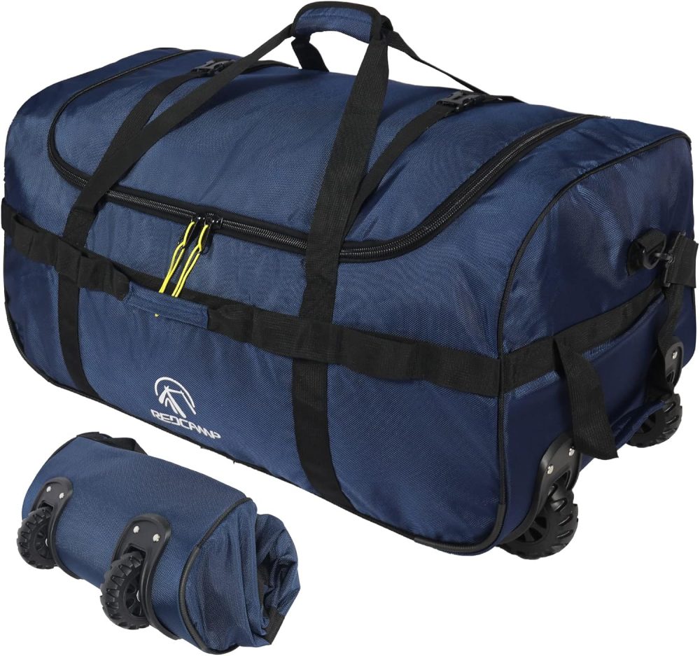 REDCAMP 120L Extra Large Holdall with Wheels, Foldable Wheeled Duffle Bag Travel Bag,Lightweight Waterproof Soft Suitcase Luggage with Rollers for Camping Sports Outdoor, Black - Image 69