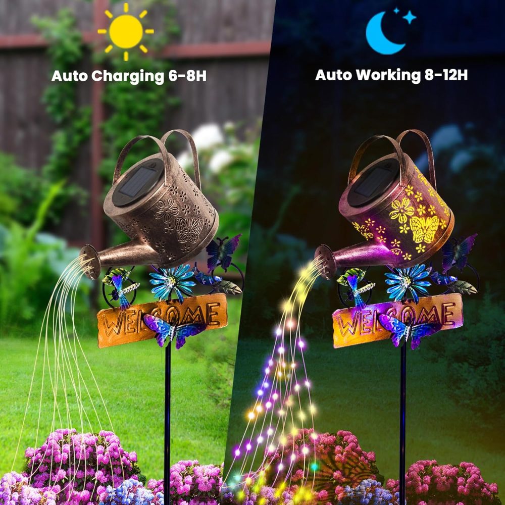 GLOBAL GOLDEN Solar Watering Can Light, LED Solar String Lights Waterproof Dual Mode Water Can Lights for Garden Patio Yard Pathway Lantern Plant Decoration - Image 3