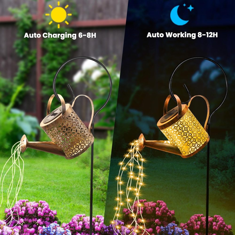 GLOBAL GOLDEN Solar Watering Can Light, LED Solar String Lights Waterproof Dual Mode Water Can Lights for Garden Patio Yard Pathway Lantern Plant Decoration - Image 9
