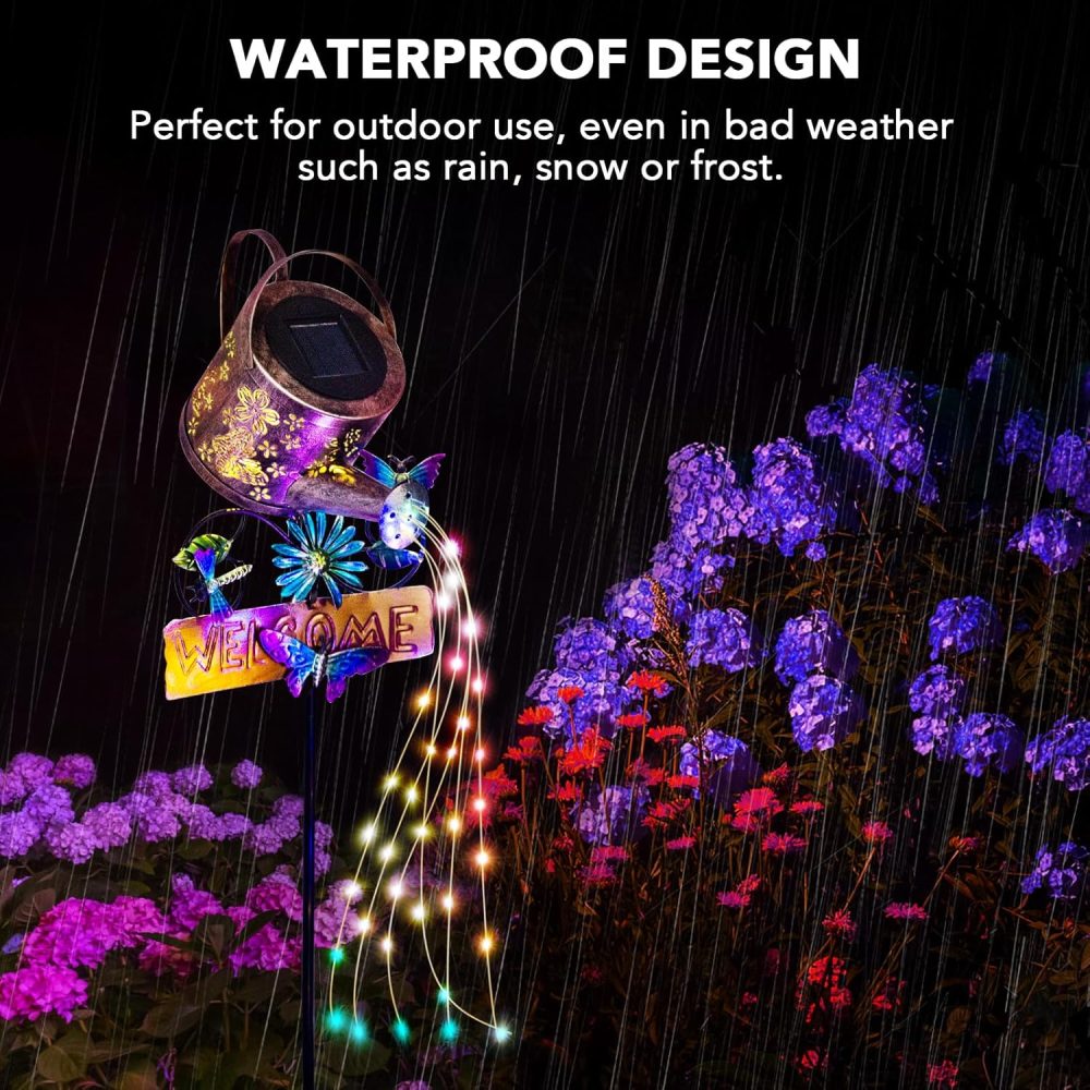 GLOBAL GOLDEN Solar Watering Can Light, LED Solar String Lights Waterproof Dual Mode Water Can Lights for Garden Patio Yard Pathway Lantern Plant Decoration - Image 2