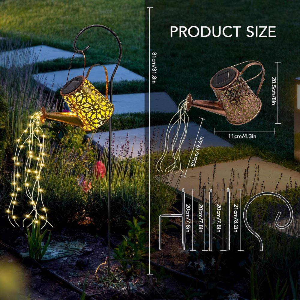 GLOBAL GOLDEN Solar Watering Can Light, LED Solar String Lights Waterproof Dual Mode Water Can Lights for Garden Patio Yard Pathway Lantern Plant Decoration - Image 23