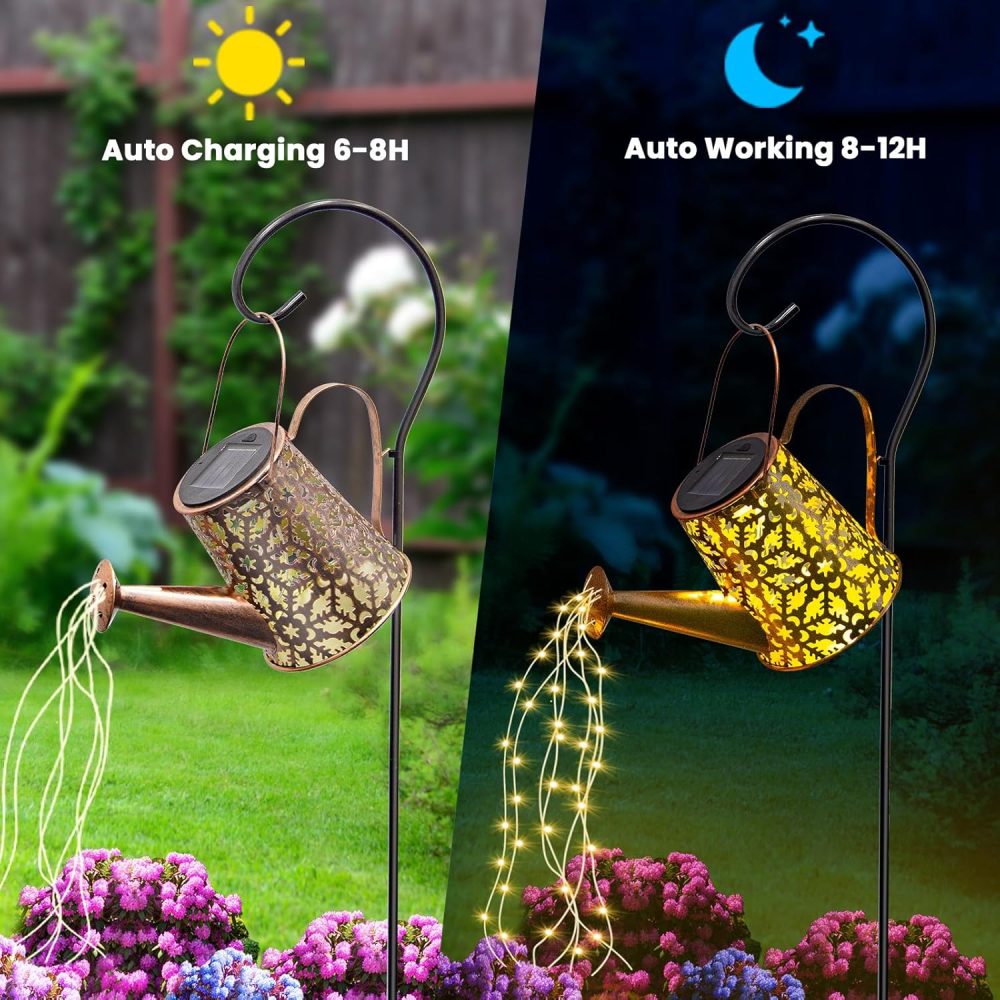 GLOBAL GOLDEN Solar Watering Can Light, LED Solar String Lights Waterproof Dual Mode Water Can Lights for Garden Patio Yard Pathway Lantern Plant Decoration - Image 16