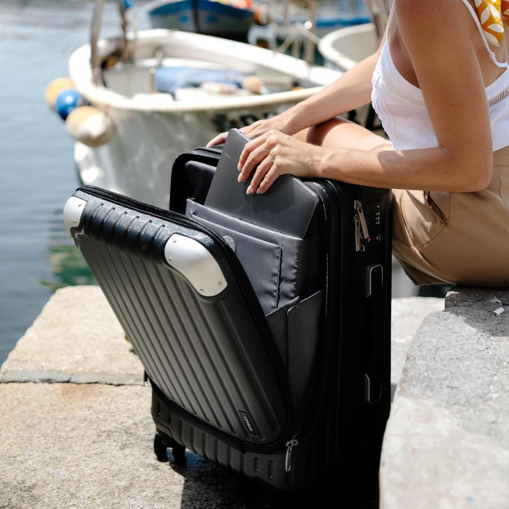 LEVEL8 Carry-on Suitcase 20-Inch with Laptop Compartment, Expandable Hand Luggage Case, ABS+PC Hardshell Spinner Trolley Lightweight 4 Wheels Cabin Size with TSA, Grey - Image 25