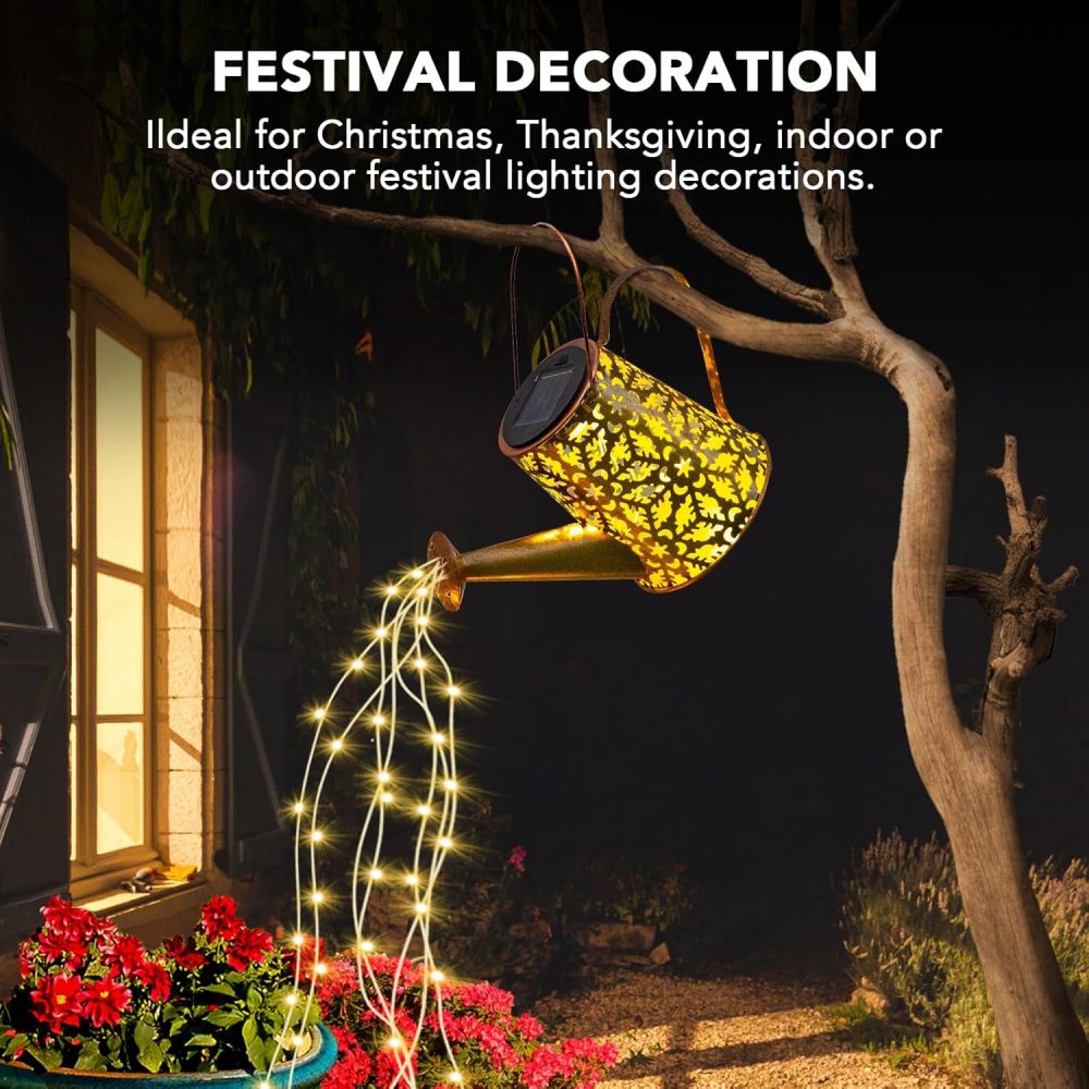 GLOBAL GOLDEN Solar Watering Can Light, LED Solar String Lights Waterproof Dual Mode Water Can Lights for Garden Patio Yard Pathway Lantern Plant Decoration - Image 22