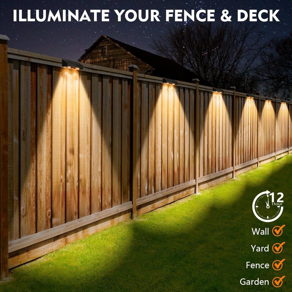 sununiny Solar Fence Lights Outdoor Garden,4 Pack Wall Lights Outdoor IP65 Waterproof,9 Colors 11 Modes RGB Garden Fence Lights Solar Powered for Outside Backyard,Pathway,Yard - Image 10