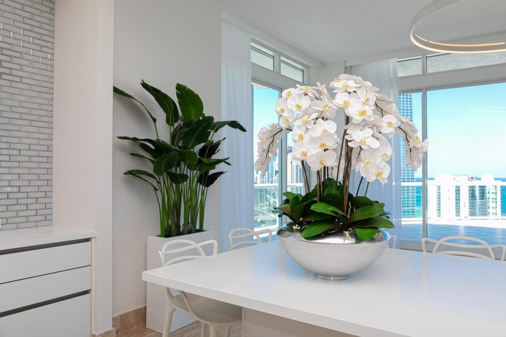 Avenue Bowl with White Phalaenopsis Orchids - Image 10