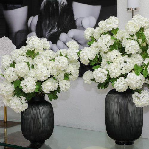 Maximal Vase  Medium with Green Snowball Hydrangeas