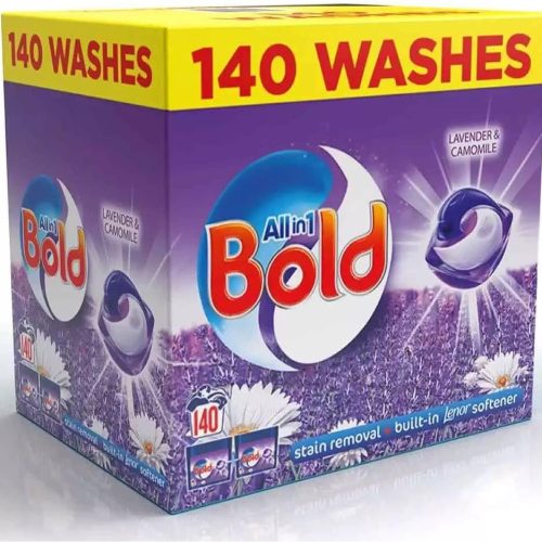 [First Order Discount]Bold All-in-1 PODS Washing Liquid Laundry Detergent Capsules, 140 Washes, 3.72 Kg Power Pack, Stain Remover For Clothes, Lavender and Camomile Scent