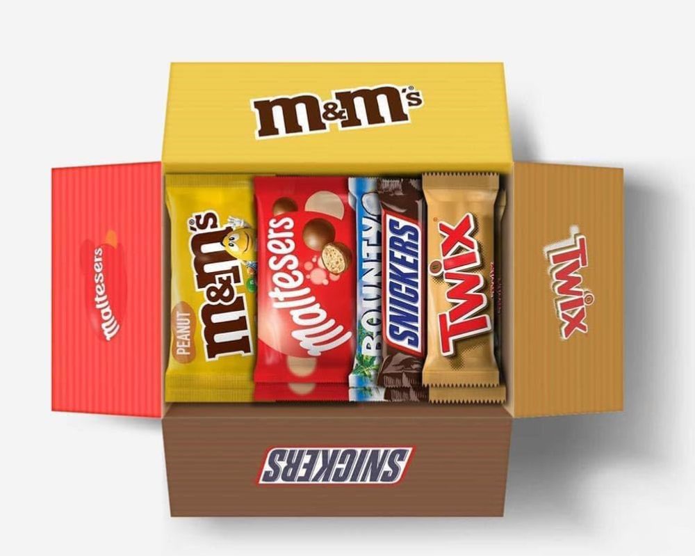 Mixed Bulk Chocolate Box, M&M's Peanuts, Snickers, Twix, Maltesers, Bounty, 1.4kg - 30 Full-Size- Milk Chocolate Bars & Bags, Ideal for Gift, Snacks, Hampers or Party Bags - Image 2