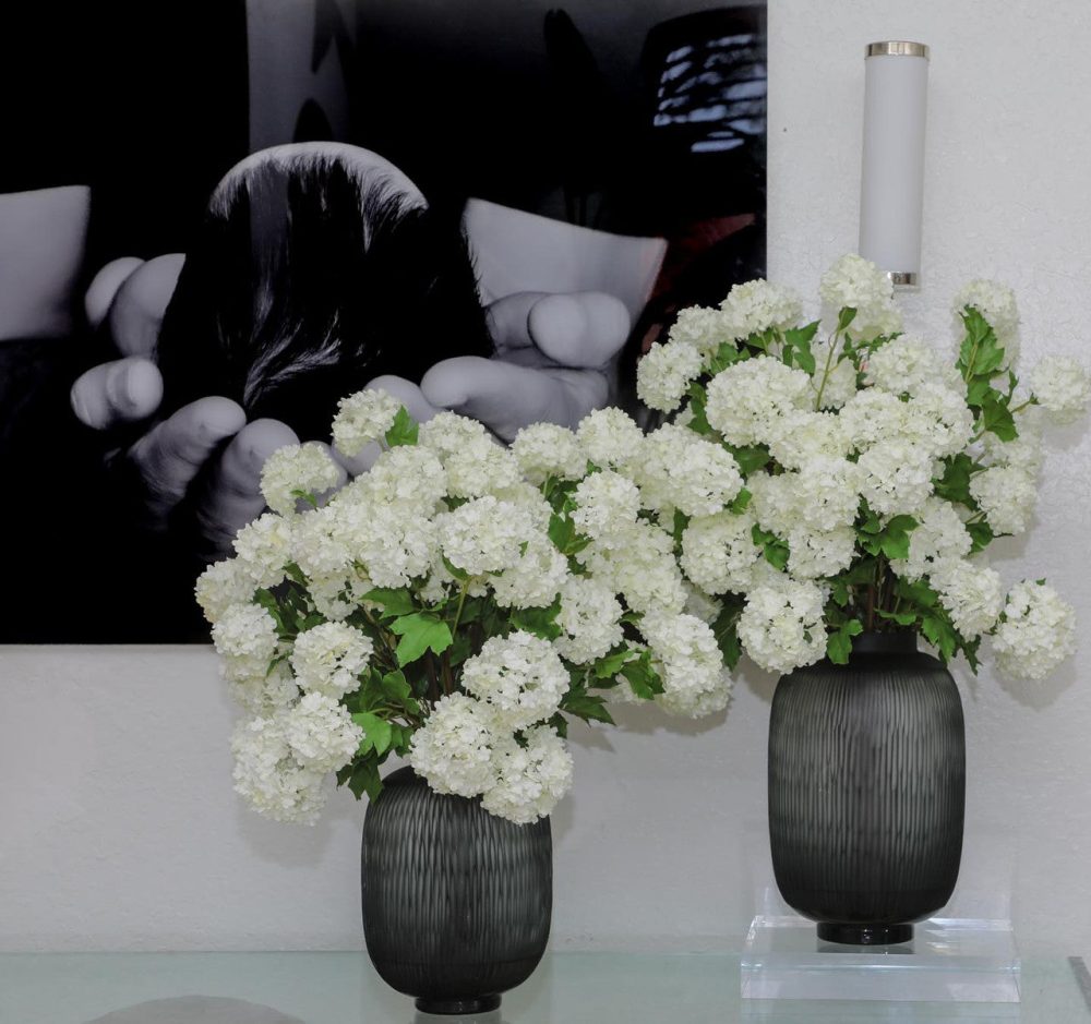 Maximal Vase  Medium with Green Snowball Hydrangeas - Image 3