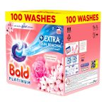 [First Order Discount]Bold Platinum Pods, Laundry Detergent, Washing Liquid Pods/Capsules, 100 Washes – Cherry Blossom & Rose Water – Extra Stain Removal Even In a Cold Wash
