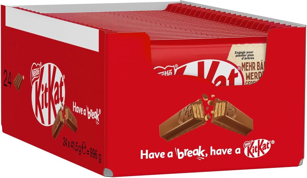 【2025 Hot Sale】Nestle KitKat Classic chocolate bar, crunchy bar with milk chocolate & crispy waffle, pack of 24 (24x41.5g)