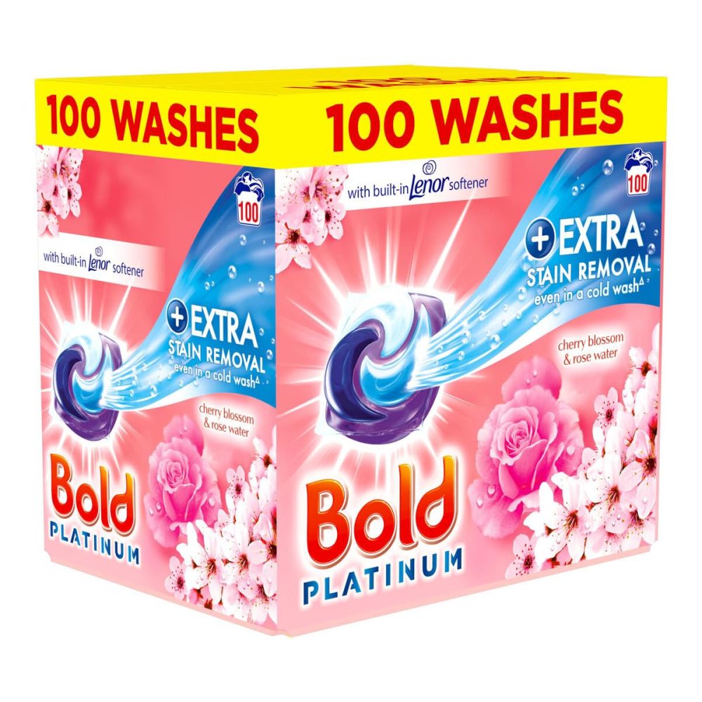 [First Order Discount]Bold Platinum Pods, Laundry Detergent, Washing Liquid Pods/Capsules, 100 Washes – Cherry Blossom & Rose Water – Extra Stain Removal Even In a Cold Wash - Image 3