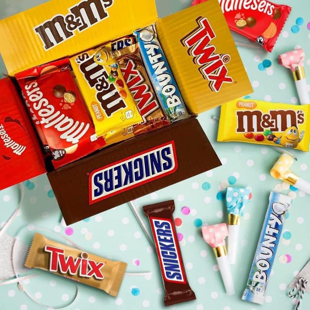 Mixed Bulk Chocolate Box, M&M's Peanuts, Snickers, Twix, Maltesers, Bounty, 1.4kg - 30 Full-Size- Milk Chocolate Bars & Bags, Ideal for Gift, Snacks, Hampers or Party Bags - Image 3