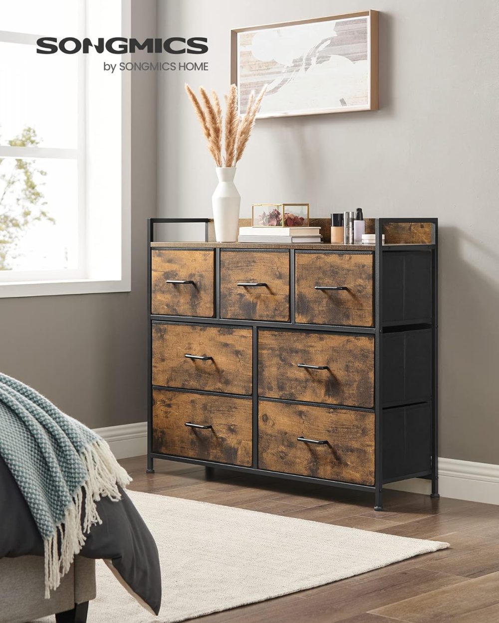 SONGMICS Chest of Drawers, Bedroom Cabinet, 7 Fabric Drawers with Handles, Metal Frame - Image 2