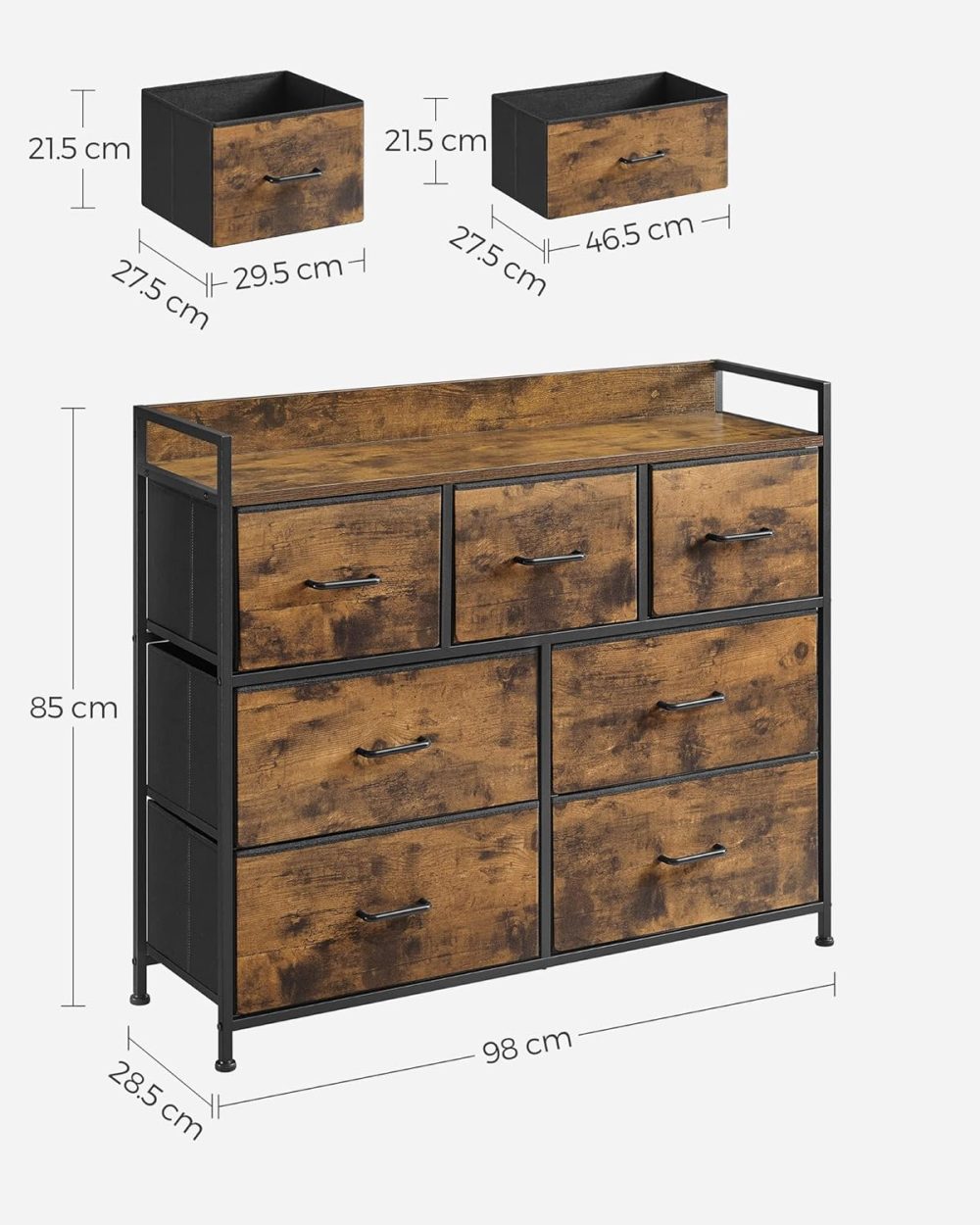 SONGMICS Chest of Drawers, Bedroom Cabinet, 7 Fabric Drawers with Handles, Metal Frame - Image 3