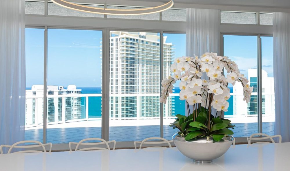 Avenue Bowl with White Phalaenopsis Orchids - Image 11