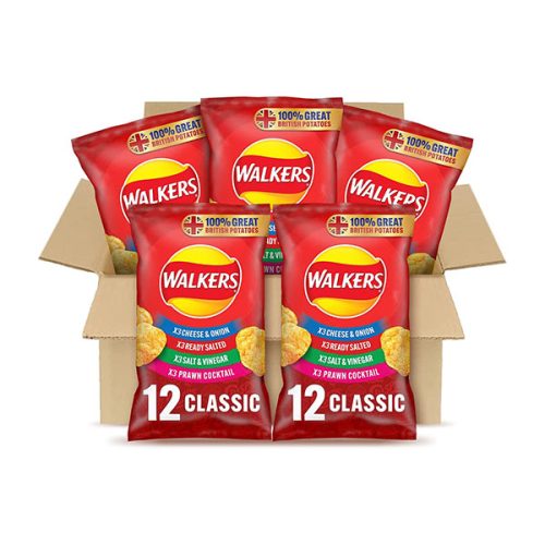 【2025 Hot Sale + Free Shipping】Walkers Classic Variety Crisps Box (60 Single Bags)