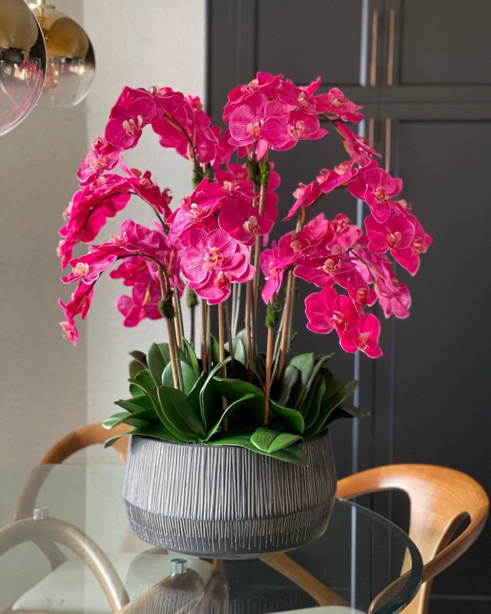 Java Bowl with Pink Phalaenopsis Orchids(Out of Stock) - Image 2