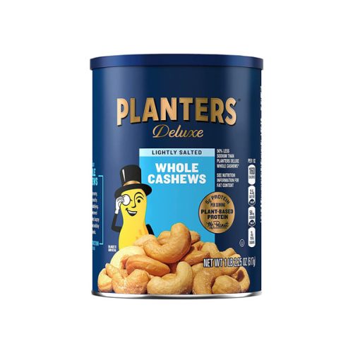 【2025 Hot Sale + Free Shipping】PLANTERS 1.14 Pound Resealable Canister Deluxe Lightly Salted Whole Cashews - Pack of 1