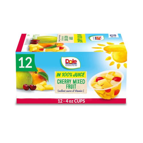 【2025 Hot Sale + Free Shipping】Dole 4 Oz 12 Count  Fruit Bowls Cherry Mixed Fruit in 100% Juice