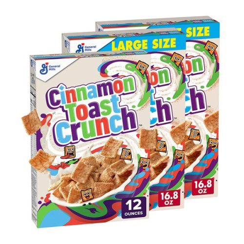 【2025 Hot Sale + Free Shipping】Cinnamon Toast Crunch Original Crispy Breakfast Cereal 16.8 oz.(2 Boxes) & Sugar Squares Toast Crunch 12 oz 1 box